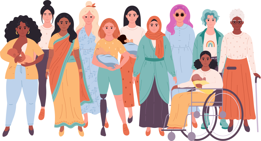 Ilustração - Mulheres de diversas caracteristicas